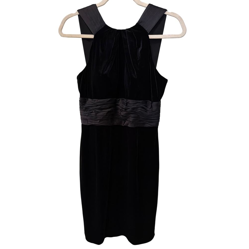 Adrianna Papell Black Velvet Dress Women's 8 Cocktail Dress Wedding Guest Event
